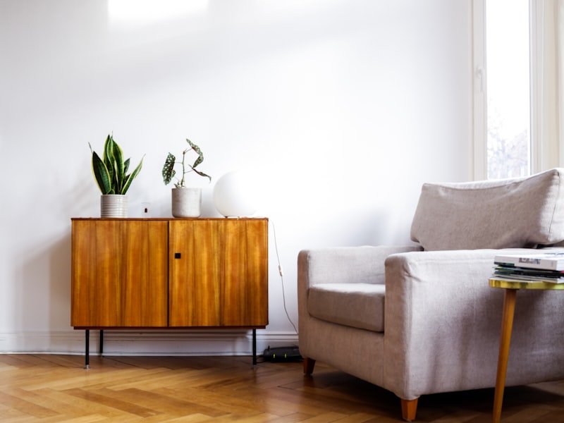 Minimalist Ottawa living room with warm wooden flooring and neutral furnishings